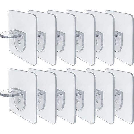 Punch-Free Shelf Bracket - Self Adhesive Shelf Clips for Kitchen Cabinets - Book Shelves - Heavy Duty Partition Brackets - Pin for Cupboard Supports - Clapboard Layer-Load Bearing 10 lbs