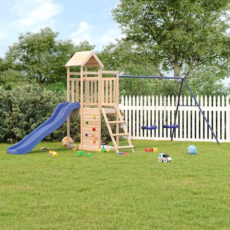 Aire de Jeux d'extérieur, Maison enfant exterieur, Maisonnette de jeu bois de pin massif LKOWF90043 (1/5)