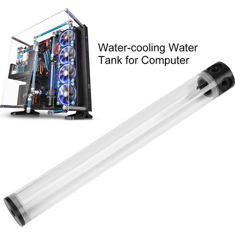 Réservoir de refroidissement cylindrique extra long 400mm, filetage G1/4, 50mm de diamètre, pour PC watercooling DIY. (1/5)