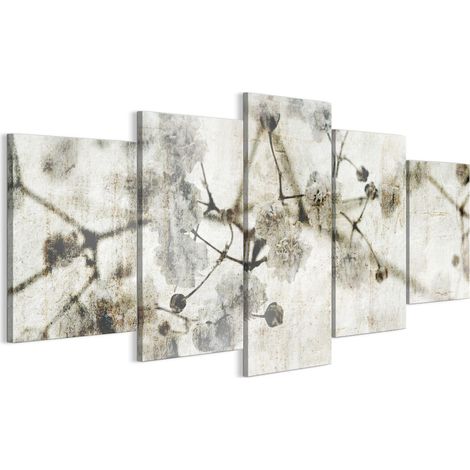 Quadro su tela italiana 100 x 50 cm pentattico - stile scandinavo - fiori Quadro su tela italiana 150 x 75 cm pentattico - stile scandinavo - fiori (1/5)