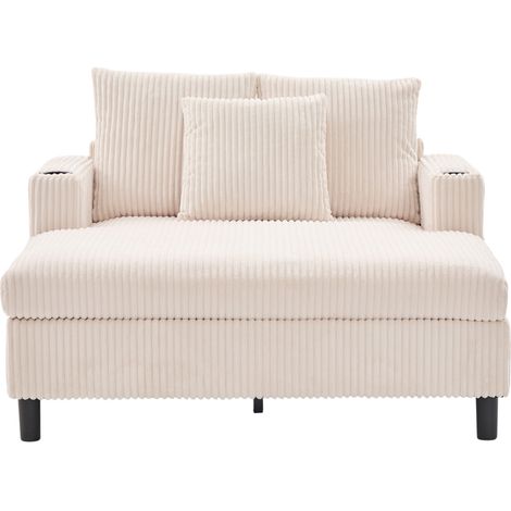 Großzügiger, weicher Chaiselongue-Liegesessel mit seitlichen Getränkehaltern, USB-Anschlüssen, integrierter LED-Ambiente-Beleuchtung – perfekt für Wohnzimmer, Schlafzimmer oder Wintergarten (1/5)