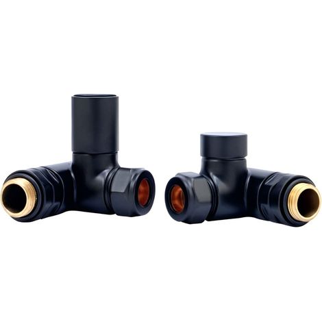 Heatwave Dual Fuel Black Manual Corner Radiator Valve Set