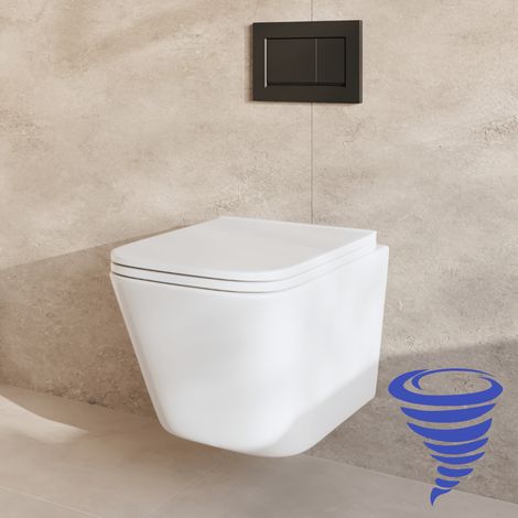 LOMAZOO Pack WC suspendu avec réservoir encastré carré blanc -