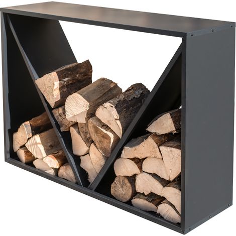 Westmann modernes Kaminholzregal aus Stahl, schwarz, 114 x 35 x 80 cm (L x B x H) (1/5)