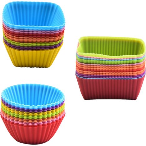 Moules à cupcakes et muffins en silicone, lot de 36, réutilisables et antiadhésifs