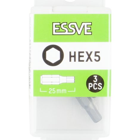 Inserti esagonali per cacciavite ESSVE, 5x25mm, 3 pezzi (1/2)