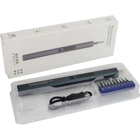 Mini tournevis électrique, jeu de tournevis magnétique de précision 12 en 1 avec 10 embouts, rechargeable par USB et poignée antidérapante
