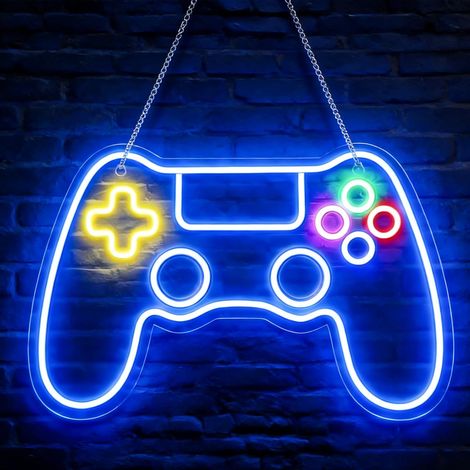 Lampe LED néon pour gamer, Enseigne lumineuse néon gaming, Décoration gamer, Lumière néon LED, Connexion USB avec variateur, Lampe murale pour gamer, Accessoires de jeu, Chambre, Bar, Fête (1/5)