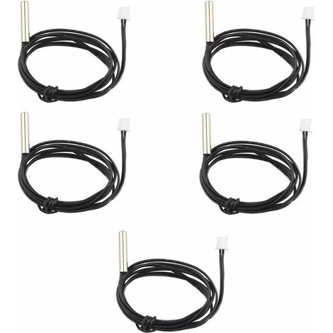 Lot de 5 sondes de capteur de température étanches NTC 10 K 1 % 3950 Thermistor, câble d'extension de 1 m, détecteur de température, jauge pour climatiseurs de voiture/réfrigérateurs