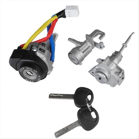 Set mit 2 Zündschlössern inklusive Schlüsseln, Motorrad-Zündzylinder, Zündschloss-Austauschset, Diebstahlsicherung, robust und langlebig (1/5)