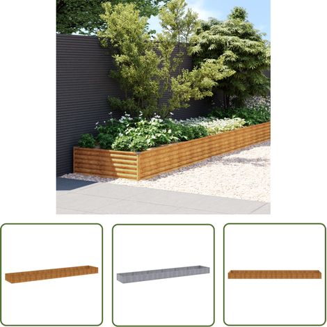 The Living Store Lit surélevé de jardin 579 x 100 x 36 cm acier corten - Jardiniere Exterieur - Bac A Fleurs - Lit Surélevé Jardin - Acier Corten - Plante Fleurie (1/5)