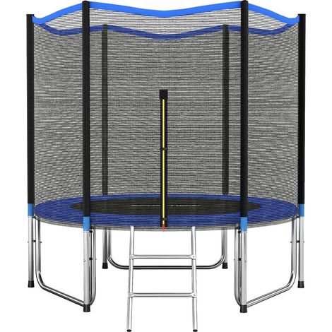 Trampoline d'extérieur Ø305 cm pour enfants avec filet de sécurité, échelle et coussin de protection des ressorts - Bleu (1/5)