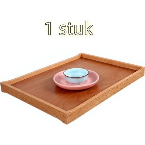 pièce - Assiette - Assiette à pain - Plateau rectangulaire - Convient pour une table basse - Assiette plate - Convient pour le salon et la cuisine - 30 cm x 40 cm - Couleur bois (1/5)
