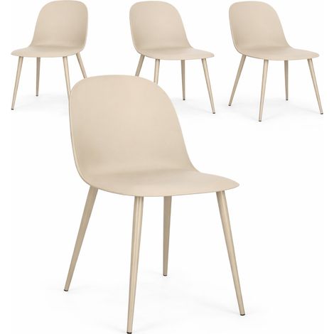 Lot de 4 chaises ELLA – Acier peint & polypropylène-Taupe (1/5)