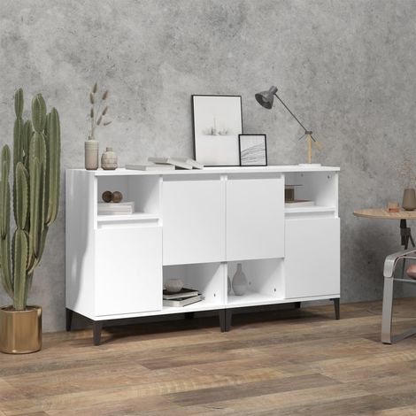 Buffets 2 pcs Meuble de rangement Commode Bahut blanc 60x35x70 cm bois d'ingénierie 60784 (1/5)