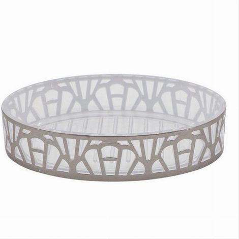 TRADE SHOP - Piattino Porta Sapone Saponetta Accessorio Bagno Argento Stile Contemporaneo 59102 -