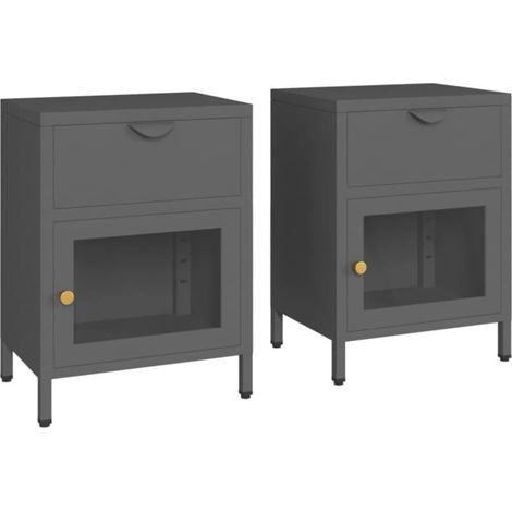 Maison Exclusive - Nachttische 2 Stk. Anthrazit 40x30x54,5 cm Sta (1/5)