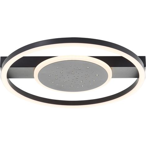Plafonnier LED brillant Reno 37 x 37 cm, 2400 lm, 3000 K, lumière des étoiles, noir (1/5)