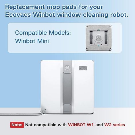 Konvolut mit 8 Ersatz-Serpillères für den ECOVACS Winbot Mini-Glasreinigungsroboter, Mikrofaser-Reinigungstücher, wiederverwendbar und waschbar (1/5)