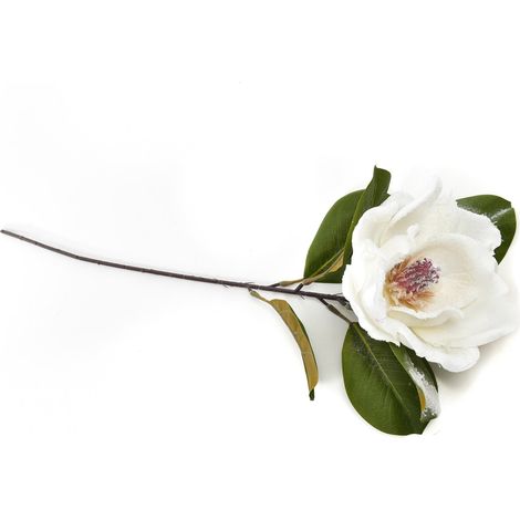 Fiore camelia innevata in tessuto decorazione ambienti h 71 cm -Bianco (1/4)