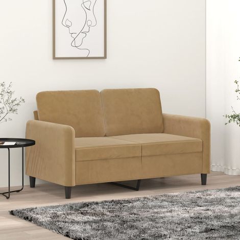 vidaXL Canapé à 2 places Marron 120 cm Velours (1/5)