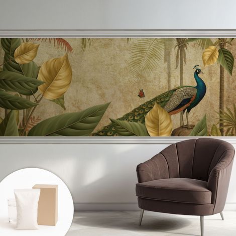 Tapete Vliestapete mit Kleber - abwaschbar - Tapete mit Motiv - trendige Wanddeko - elegant Fototapete  Exotischer Vogel 250x104 cm (1/5)