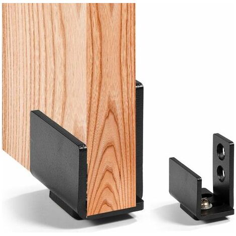 Vakuum-Guide de porte de grange coulissante en acier au carbone noir – Fixation murale – Usage intensif – Installation facile avec vis incluses (1/5)