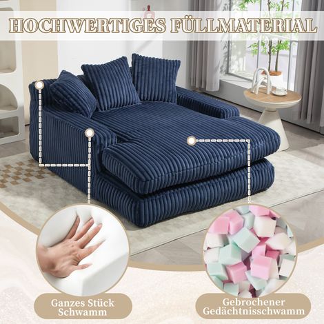 Canapé convertible moderne en velours côtelé, sofa nuage avec 3 coussins moelleux, fauteuil de sol confortable pour salon appartement bureau (bleu marine) (1/5)