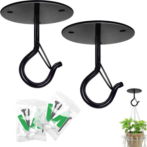Juego de 2 ganchos de techo para colgar plantas con lazos de seguridad, ganchos de suspensión resistentes y estables para colgar casas para pájaros, campanillas de viento, (1/5)