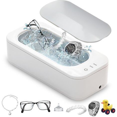 Nettoyeur à ultrasons, 47 000 Hz, 350 ml, pour nettoyer les lunettes, les prothèses dentaires, bijoux, bagues, pièces de monnaie, colliers (1/5)