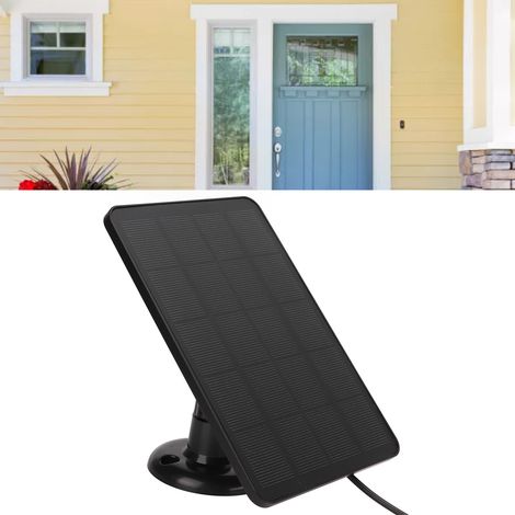Panneau solaire monocristallin 4W 5V avec câble de charge pour caméra de surveillance extérieure, noir (1/5)