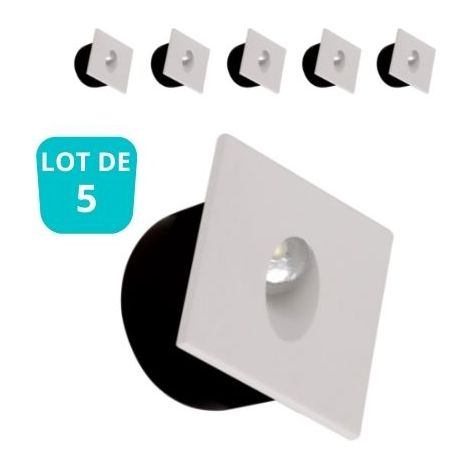 Lot de 5 spots LED muraux carrés 3W 4000K – Lumière naturelle – Aluminium – Angle faisceau 72.3° – Économie d'énergie A++ – Horoz Electric