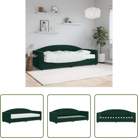 Schlafsofa - Tagesbett mit Matratze Dunkelgrün 90x200 cm Samt (1/5)