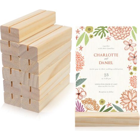 12 PcsPorte Photo Sur Pied, porte-cartes de table en bois, Porte Carte Bois, Support Photo Cartes Menu Mariage pour Presentoir Cartes Postale Mariages Restaurants Banquet de Fêtes (1/5)