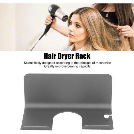 Wandmontierter Haartrocknerhalter, Haartrockneraufbewahrung ohne Bohren, schwarzes Badezimmeraccessoire (1/5)