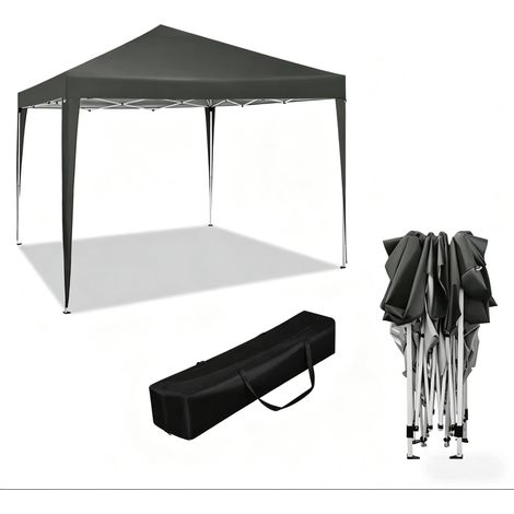 CHICFURN Gazebo da giardino pieghevole 300x300x260 cm grigio scuro in tessuto Oxford con borsa (1/5)