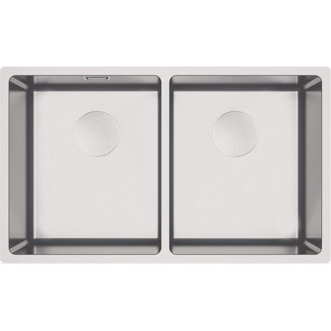 Lavello cucina a incasso in acciaio inox con 2 vasche 74x44 cm finitura acciaio spazzolato - Evigo