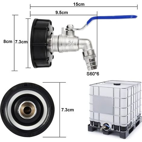 Adaptateur Vidange IBC S60x6 – Vanne 3/4 Robinet Cuve (1/5)