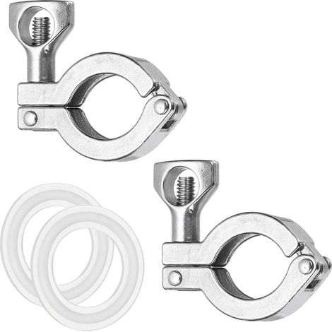 2Pcs 1"(24mm) Bride Lourde Triangulaire À Un Ergots Avec Écrou À Ailettes Set 316 Acier Inoxydable Raccords hygiéniques Manchon Avec Joints En Silicone Pour Ménager Ou Industriel (1/5)