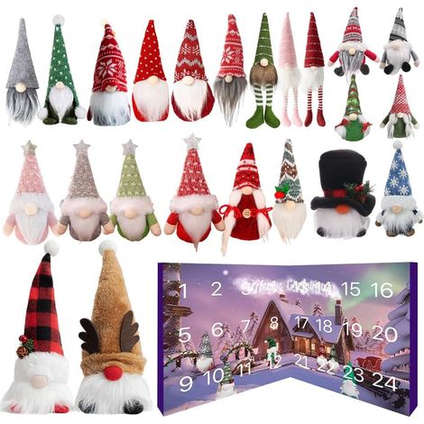 Calendriers de l'Avent de Noël Lot de 24 lutins lumineux pour compte à rebours Décoration festive pour réunions à la maison et fêtes de décoration murale pour la maison (1/5)