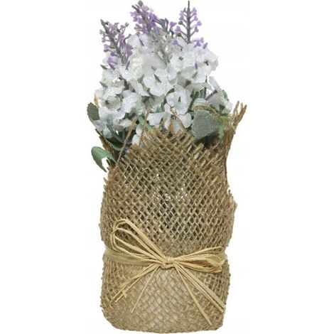 Lavande en pot de jute 17x7cm, plante décorative artificielle (1/4)