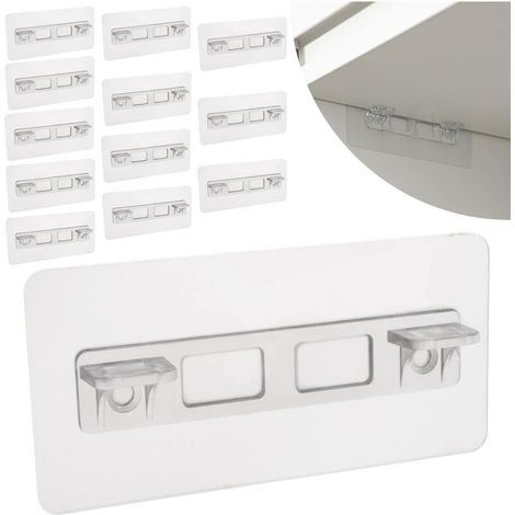 Paquete de 12 clavos autoadhesivos sin necesidad de taladrar para soporte de estantes en gabinetes de cocina, librerías, armarios y separadores de estantes (2 clavos)