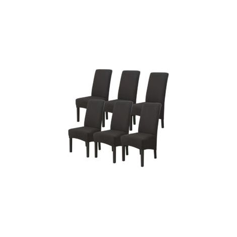 Debuns – Housses de chaise grand taille 6 pièces noir – Tissu soyeux anti-boulochage – Installation rapide en 60 secondes – Protection complète