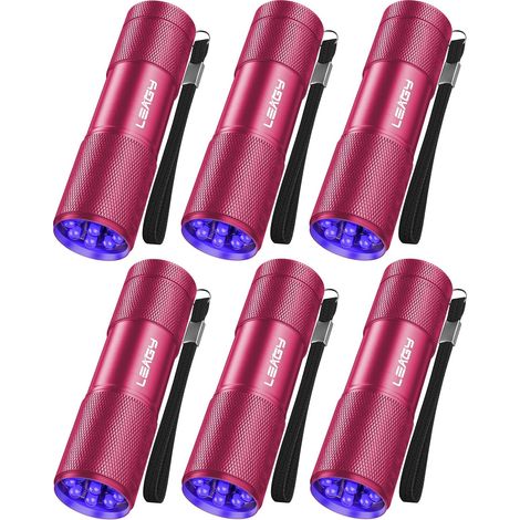 Lot de 6 Torches de Lampe de Poche UV À LumiÈRe Noire Ultraviolette 9 LED Pour L'extÉRieur Etc. (Vert) (1/5)