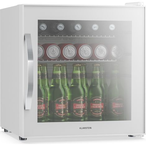 Klarstein Beersafe nevera para bebidas con puerta de cristal espejo  44 x 48 cm  85 W  47 litros  Blanco