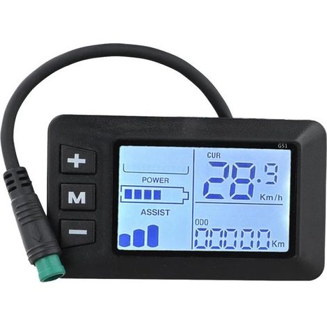 Ciclocomputador，Velocímetro para bicicleta，24V 36V 48V，Cable de interfaz de 5 pines resistente al agua，Negro (1/5)