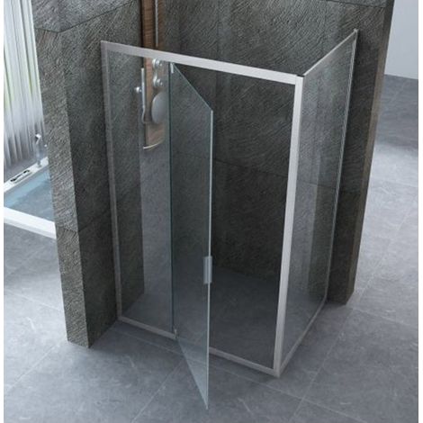 Box Doccia 1 Anta Fissa Battente 2 Lati Parete Vetro 6mm Cristallo Trasparente - Misura Box Angolare 90x90 (1/4)