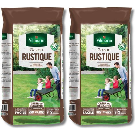 Lot de 2 Sacs Gazon Vilmorin Rustique 5 kg – Pour une Pelouse Robuste et Dense