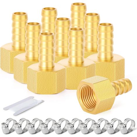 2 pièces raccords embout cannelé acier inox 304, 10 mm vers filetage mâle BSP 3/4", raccord compression eau, carburant, air - 1/2" F X 10MM (10 PCS) (1/5)