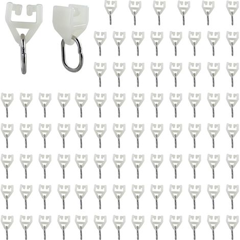 Filiyano-Lot de 88 roulettes pour tringle à rideaux - Accessoires pour rail en T - Plastique - Rail extérieur - Crochets pour tringle à rideaux avec (1/5)